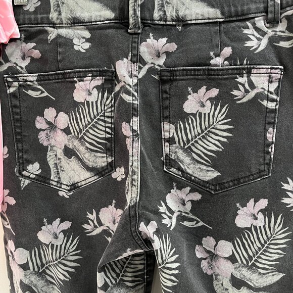 Juicy Couture‎ Floral California Skinny Jean Women's Black Stretch Scarf Size 29 - Picture 4 of 5